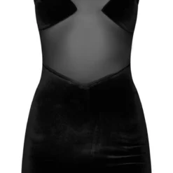 Robe Moulante En Mesh Noir Sans Manches à Détail Bonnets En Velours -Jolie Vêtue Soldes Magasin 40de5cede5d365240b0ac28733fd69ef80bcf25e cnb9237 5