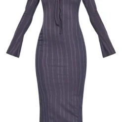 Robe Longue Côtelée Gris Anthracite Découpée à Nouer Dans Le Cou -Jolie Vêtue Soldes Magasin 40fa5b65bb48ef50de81c56762de81ffcd4b56b9 cnd4071 5