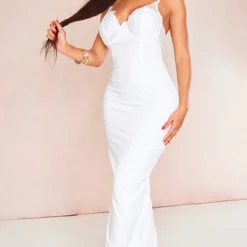 Shape Robe Longue Tissée Blanche à Bonnets En Dentelle -Jolie Vêtue Soldes Magasin 42096888dd82acf696b1cff9af1c5658cd2b1e88 cne0600 3