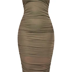 Robe Longue En Mesh Très Froncé Kaki Croisée Sur Le Cou -Jolie Vêtue Soldes Magasin 424009560deff7ab42b4b4cd5502668e660f6c1f cnc6168 5