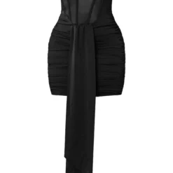 Shape Robe Moulante Satinée Noire à Parties En Mesh Et Détail Drapé -Jolie Vêtue Soldes Magasin 424aca47b2b585fbbed304cdb5a6418d75b18baf cnc1652 5