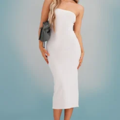 Robe Bustier En Maille Tricot Douce Crème