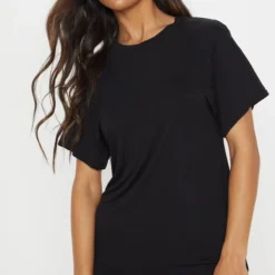 Robe T-shirt Basique Noire à Manches Courtes -Jolie Vêtue Soldes Magasin 42651c98d199c5fb479f5e48112326f51b7397ec cls4016 4