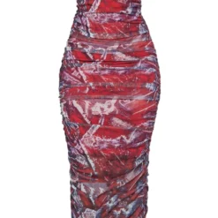 Robe Longue Bustier En Mesh Imprimé Renaissance Rouge -Jolie Vêtue Soldes Magasin 42aa5b07bd7a124ede94039d34cc4765c1578344 cnc6209 5