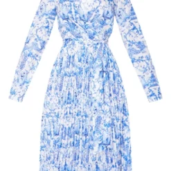 Robe Bleue Imprimé Porcelaine Mi-longue Plissée à Manches Longues -Jolie Vêtue Soldes Magasin 42dd35d268bbc432427de68cb70ebddeec521bd8 cmk3440 5