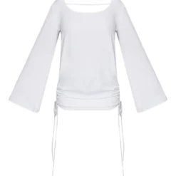 Robe Moulante Texturée Satinée Blanche à Fronces Sur Les Côtés Et Dos Nu -Jolie Vêtue Soldes Magasin 432a7e00b767c37b6fbe3179fc3b76913c00a8b5 cnd1228 5