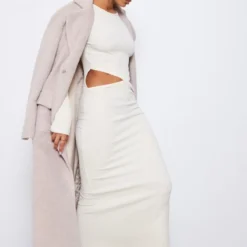 Robe Longue Côtelée Texturée Crème à Découpes Croisées -Jolie Vêtue Soldes Magasin 4348dd46cd61eb31c7db3bd032faff1acbd36c38 cnd1333 3