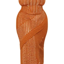 Plus Robe Longue En Maille Tricot Rouille à Dos échancré -Jolie Vêtue Soldes Magasin 43a9d505953052701c3325334fc337da2bc962f7 cne0651 5