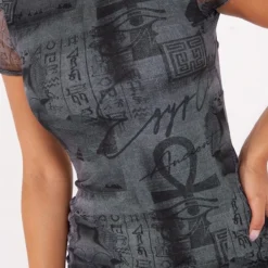 Robe Moulante Grise Imprimé Monument à Col Montant Et Ourlet Fendu -Jolie Vêtue Soldes Magasin 43e2d362b23792052e66d980fe64e794075748c7 cnb1103 4