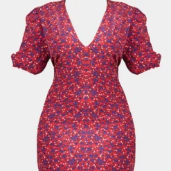 Plus Robe Rétro Rouge Fleurie à Manches Bouffantes Et Col Bardot -Jolie Vêtue Soldes Magasin 43f7dbb1029ebfae7b82e155321b936abff20272 cmw2871 6