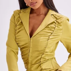 Robe Moulante Froncée Kaki à Agrafes Et Détail Revers -Jolie Vêtue Soldes Magasin 43fcac95d007874554363c01fab84bbd618d5402 cmy4455 5