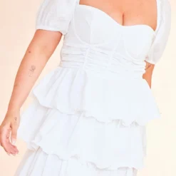 Plus Robe Patineuse Blanche Jupe à étages Et Bonnets Crêpés -Jolie Vêtue Soldes Magasin 446f014ff2e654133f9cf79856655cc567f81619 cne7608 4