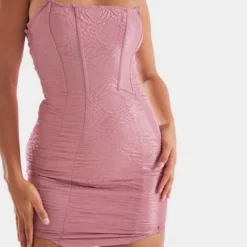 Robe Moulante Bustier En Jacquard Mauve à Col Pointu -Jolie Vêtue Soldes Magasin 44bfcedabbcf90fddb4cee5597c76c6dccf112bb cna9117 4