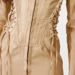 Robe Blazer Satinée Café Au Lait Clair à Corset Et Lacets Latéraux -Jolie Vêtue Soldes Magasin 45162f0c2ad143c59fe3d1758f78968d7cef446f cnc6151 4