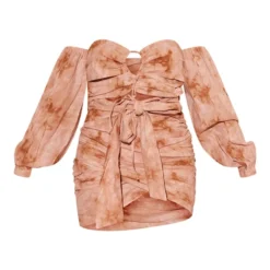 Robe Bustier Moulante Gris Pierre Imprimé Tie & Dye Effet Lin Nouée Sur La Taille -Jolie Vêtue Soldes Magasin 4567bb28b324c4a3246b38885bec791951bfda29 cmw9219 6