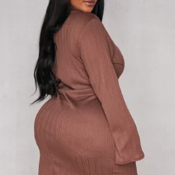 Plus Robe Moulante Côtelée Chocolat à Col Montant 8 Plus Robe Moulante Côtelée Chocolat à Col Montant -Jolie Vêtue Soldes Magasin 456e5aa379dc022e4ac39374f774b0fb0096d3e5 cnd4820 2