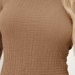 Robe Mi-longue Texturée Taupe à Manches Longues Et Dos Ouvert -Jolie Vêtue Soldes Magasin 45c877185d3a6406e33782be7c43a8fe944bf710 cnd4027 4