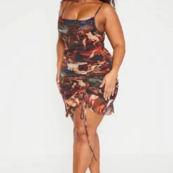 Plus Robe Froncée En Mesh Imprimé Renaissance Multicolore -Jolie Vêtue Soldes Magasin 45d6273c9a3c430245c7663f737542020a8b8958 cmg6796 4