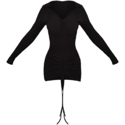 Robe Chemise Côtelée Brossée Noire Froncée Devant -Jolie Vêtue Soldes Magasin 4622d87d5d959bb7d343178be0e1554f133bb6b5 cna6882 5