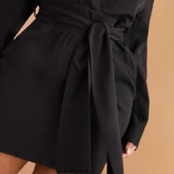 Plus Robe Portefeuille Noire à Ceinture Frangée -Jolie Vêtue Soldes Magasin 4658ba4058b7f86408856428f4ee2e599e6a99dd cmw2778 4