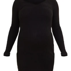 Maternité Robe De Grossesse Moulante Noire En Maille Côtelée Brossée à Décolleté -Jolie Vêtue Soldes Magasin 46b9f9757dddc26c4723969236906c257f997e07 cnd0064 5