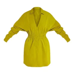 Robe Chemise Vert Olive Oversize à Taille Froncée -Jolie Vêtue Soldes Magasin 46fc336a8ceab7c1366d8d5a4d9c5afe08ebe1ed CMS9355 5