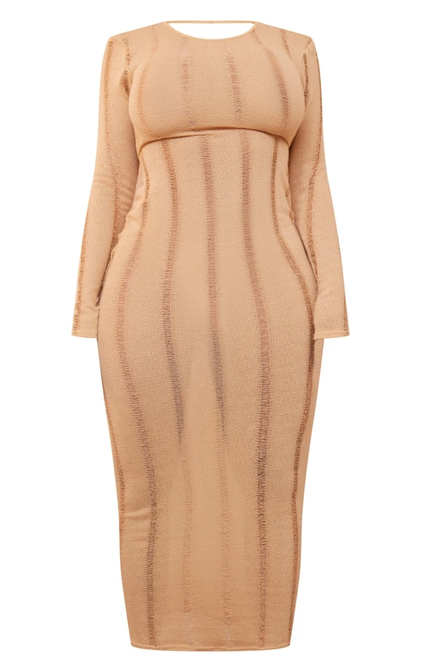 Shape Robe Mi-longue En Maille Tricot Ajourée Gris Pierre à Dos Ouvert 7 Shape Robe Mi-longue En Maille Tricot Ajourée Gris Pierre à Dos Ouvert – Image 5