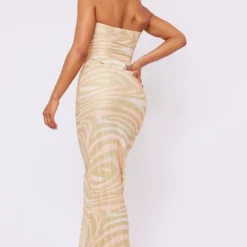 Robe Bustier Longue Plissée Beige Imprimé Zèbre à Torsade -Jolie Vêtue Soldes Magasin 47262dc5bbfb41ca341cce61c5fa8fd4937a6dcd cne2943 2