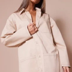 Robe Chemise Sable à Coutures Contrastantes Et Poches Cargo -Jolie Vêtue Soldes Magasin 4732ca0496165e395738b0670457b377440136c7 cnd1263 1