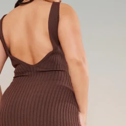 Plus Robe Longue En Maille Tricot Chocolat à Dos Nageur échancré -Jolie Vêtue Soldes Magasin 47593f1bca8dda8bcd46b3f90f28bb2ac4d98785 cnc2794 4