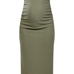 Maternité Robe De Grossesse Bustier Longue Texturée Vert Olive -Jolie Vêtue Soldes Magasin 476c1287983bc94e979c1f338561c8a313b7824f cne2185 5