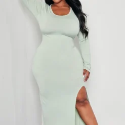 Logic Plus Robe T-shirt Mi-longue En Jersey Vert Sauge Fendue -Jolie Vêtue Soldes Magasin 47e2f2128fb5acc8c4d2f0e6290c15e4fc882a83 cne4089 3