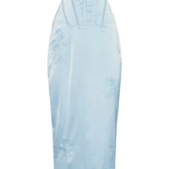Robe Corset Mi-longue Bleu-gris Satinée à Fleurs Brodées -Jolie Vêtue Soldes Magasin 48575d81c1e3ba15cb55c3e540849812cad57373 cnd7529 5