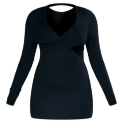Mini Robe à Devant Asymétrique Noire En Maille Tricot -Jolie Vêtue Soldes Magasin 4891c876dbc67dee1e97a942d381c1b2b818c4d4 cnc3207 5