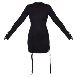 Robe Moulante Portefeuille En Maille Tricot Noire Nouée -Jolie Vêtue Soldes Magasin 48e89be4138b116f642793e80519064240670330 CNC7279 5