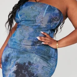 Plus Robe Longue Bustier En Mesh Gris Imprimé Abstrait -Jolie Vêtue Soldes Magasin 48ec82395a744e4d765d2f27ce06c0eb4c49e145 cna9994 4