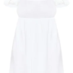Plus Robe Droite En Effet Lin Texturé Blanc à Manches Bouffantes -Jolie Vêtue Soldes Magasin 498ded9ddc2cca1ea7465babc52da479ee6c38f1 cne4073 5