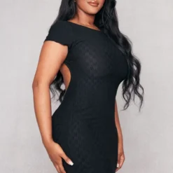 Shape Mini-robe En Jersey Texturé Noir Ouverte Dans Le Dos -Jolie Vêtue Soldes Magasin 49d44ce9cd904bb3aa062fba01c0c447dbedd661 cne3710 2