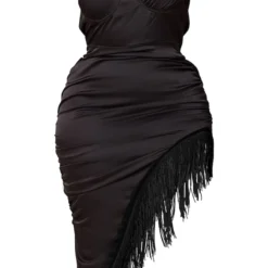 Plus Robe Mi-longue Satinée Noire à épaule Unique Et Côtés Froncés -Jolie Vêtue Soldes Magasin 4a42a1dbb9123d5a4bba1d0bee24f20753594d5f cmw3997 6