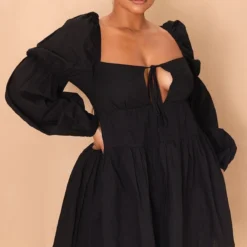 Plus Robe Droite En Coton Noir à étages Volantés -Jolie Vêtue Soldes Magasin 4a73a2bdf1d7fb69c12b03956d9759ad71ee0049 cmw4091 4