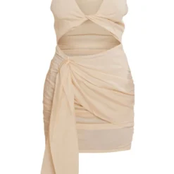 Robe Moulante Effet Lin Sable Clair à Torsade Et Détail Drapé -Jolie Vêtue Soldes Magasin 4b1fb118ad01eb1bca177563d141ed65aa2bf967 cnd2246 5