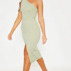 Robe Mi-longue Vert Sauge à épaule Unique Et Détail Noeud -Jolie Vêtue Soldes Magasin 4b33ac54f17d38172a0974491d56706c68b86ec7 cmd6664 4