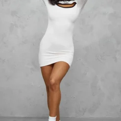 Robe Moulante Côtelée Crème à Découpe Et Manches Longues -Jolie Vêtue Soldes Magasin 4b4247de46d702b5a250fa4c65f51c0ffef1b210 cnd1340 3