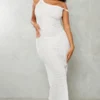 Shape Robe Longue Asymétrique Blanche Transparente Côtelée Douce