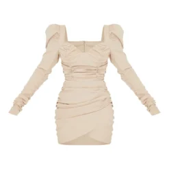 Robe Moulante Froncée à Manches Longues En Mesh Gris Pierre -Jolie Vêtue Soldes Magasin 4bef498ac327d08c4294f9c43a57ce9f53348d3e cmr2780 6