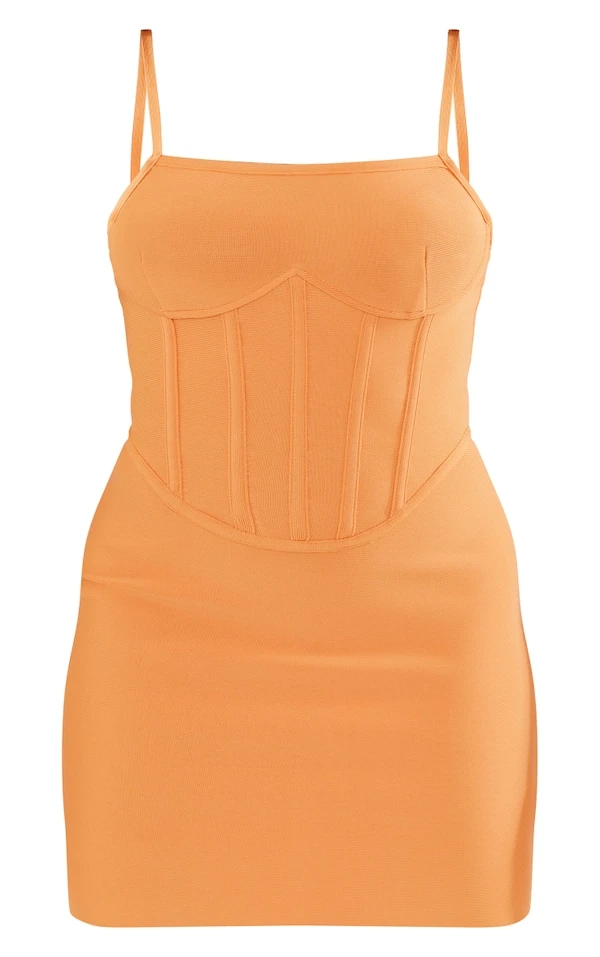 Robe Moulante Détail Corset Mandarine En Bandage à Bretelles Et Armatures 7 Robe Moulante Détail Corset Mandarine En Bandage à Bretelles Et Armatures – Image 5