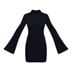 Robe Moulante Côtelée Noire à Manches évasées Découpées -Jolie Vêtue Soldes Magasin 4c4df310285381c174209288f73fb1bb8e3d6519 cnc2858 5