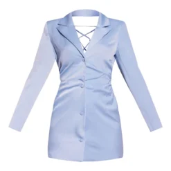 Robe Blazer Satinée Bleu Clair Lacée Dans Le Dos -Jolie Vêtue Soldes Magasin 4c96a07f78c53603bd0cd5efde20a377a451d2f8 cnd2336 5