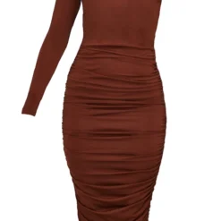 Robe Mi-longue Asymétrique Chocolat Froncée -Jolie Vêtue Soldes Magasin 4cc45bfa8d322fcf8980451d5219ca39f7594dba cnc3061 5