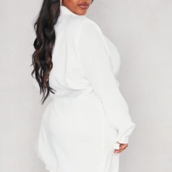 Plus Robe Blazer Blanche Oversize à Double Boutonnière -Jolie Vêtue Soldes Magasin 4cc5051f0f21a73a0832af650ded41d1d4631167 cmz7682 2